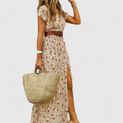 Roselyn | Floral V-Neck Split Maxi Dress