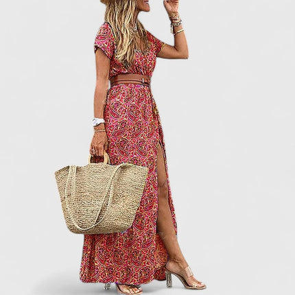 Roselyn | Floral V-Neck Split Maxi Dress