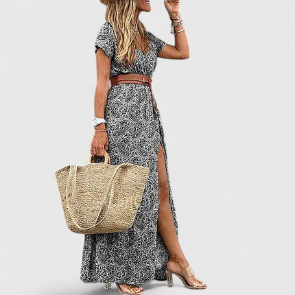 Roselyn | Floral V-Neck Split Maxi Dress