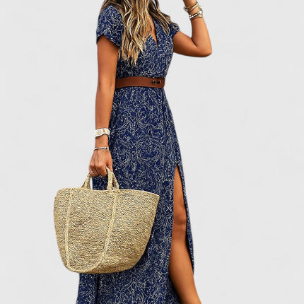 Roselyn | Floral V-Neck Split Maxi Dress