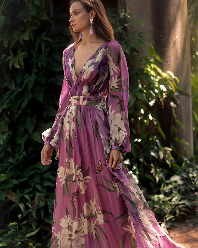Sancha | Floral V-Neck Maxi Dress