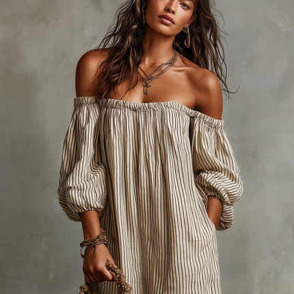 Savannah | Striped Off-Shoulder Maxi Dress