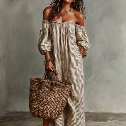 Savannah | Striped Off-Shoulder Maxi Dress