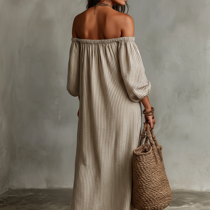 Savannah | Striped Off-Shoulder Maxi Dress