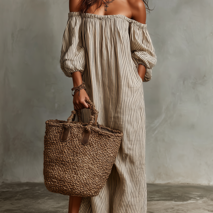 Savannah | Striped Off-Shoulder Maxi Dress