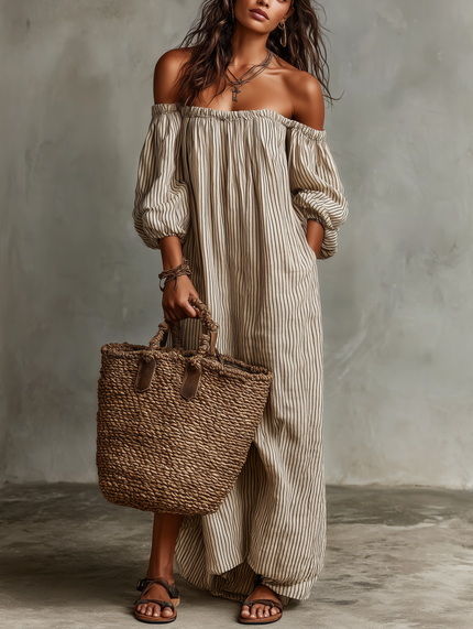 Savannah | Striped Off-Shoulder Maxi Dress