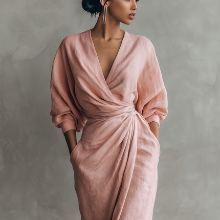 Seraphina | Draped V-Neck Wrap Maxi Dress