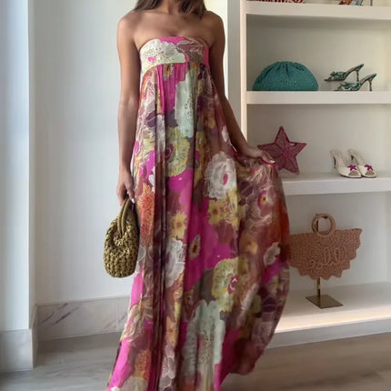 Seraphina | Strapless Floral Maxi Wedding Guest Dress