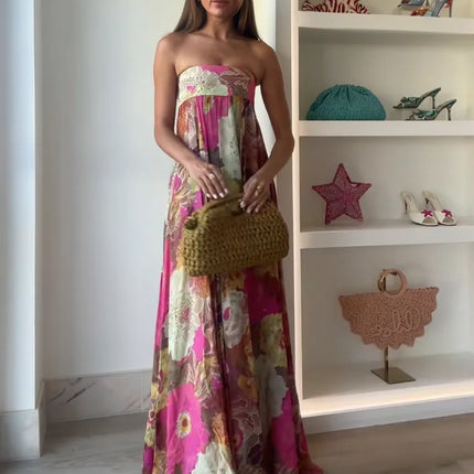 Seraphina | Strapless Floral Maxi Wedding Guest Dress