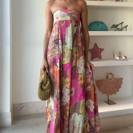 Seraphina | Strapless Floral Maxi Wedding Guest Dress