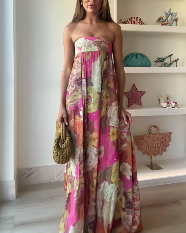 Seraphina | Strapless Floral Maxi Wedding Guest Dress