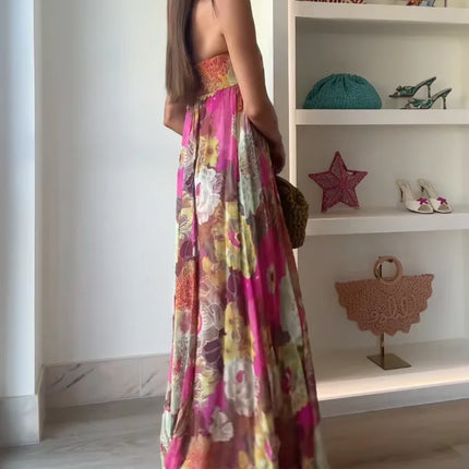 Seraphina | Strapless Floral Maxi Wedding Guest Dress