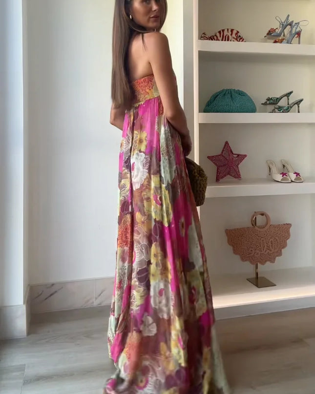 Seraphina | Strapless Floral Maxi Wedding Guest Dress