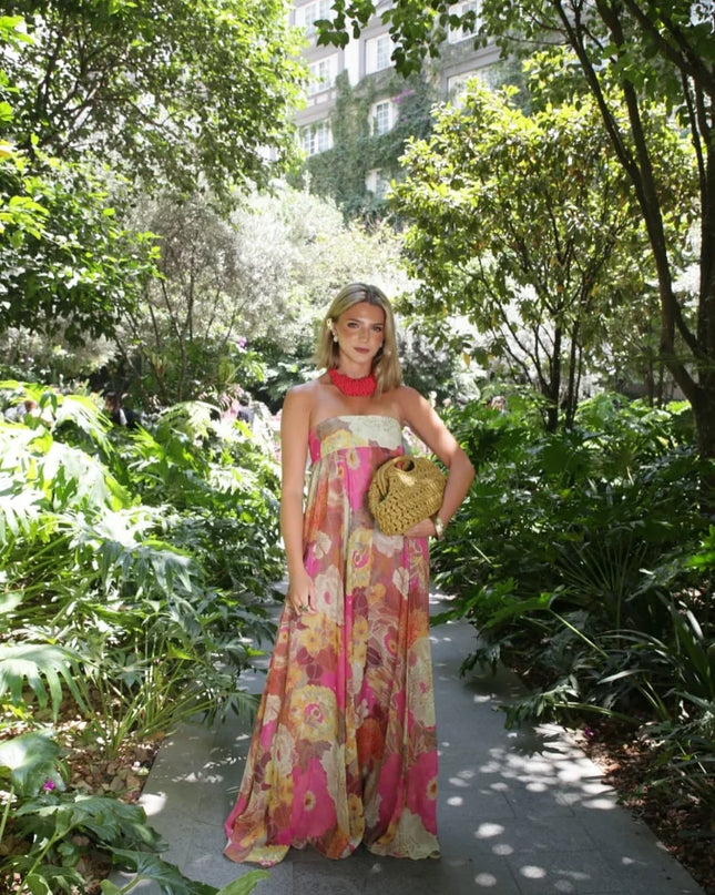 Seraphina | Strapless Floral Maxi Wedding Guest Dress