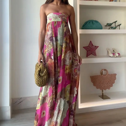Seraphina | Strapless Floral Maxi Wedding Guest Dress