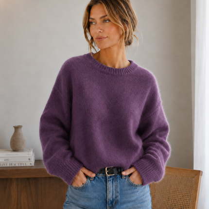 Seraphine | Women's Soft Fuzzy Sweater – Crew Neck