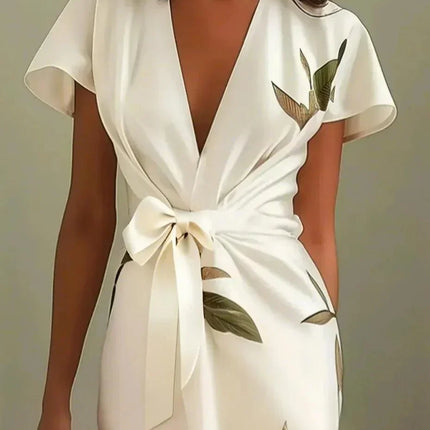 Solara | Floral Wrap Midi Dress with Flutter Sleeves