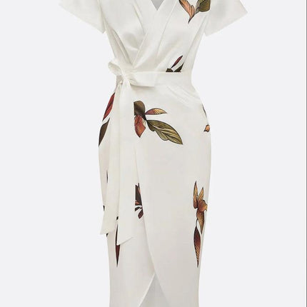 Solara | Floral Wrap Midi Dress with Flutter Sleeves