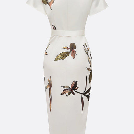 Solara | Floral Wrap Midi Dress with Flutter Sleeves