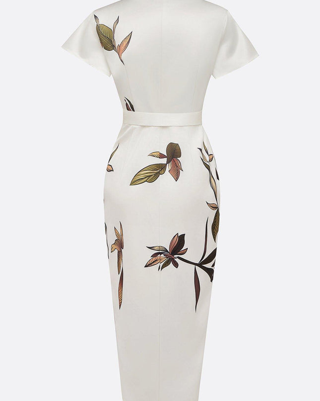 Solara | Floral Wrap Midi Dress with Flutter Sleeves