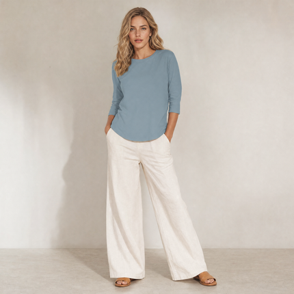 Solenne | Women's Top – Relaxed 3/4 Sleeve Design