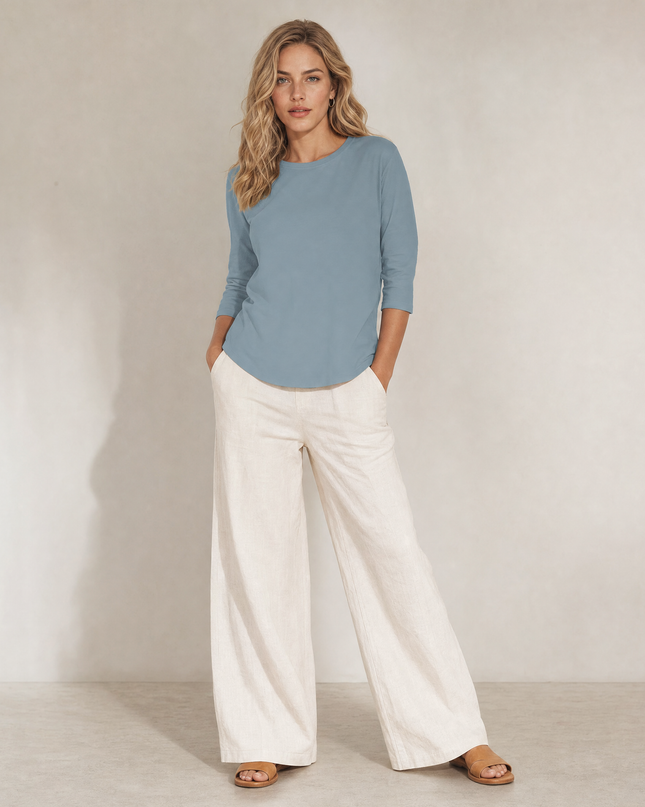 Solenne | Women's Top – Relaxed 3/4 Sleeve Design