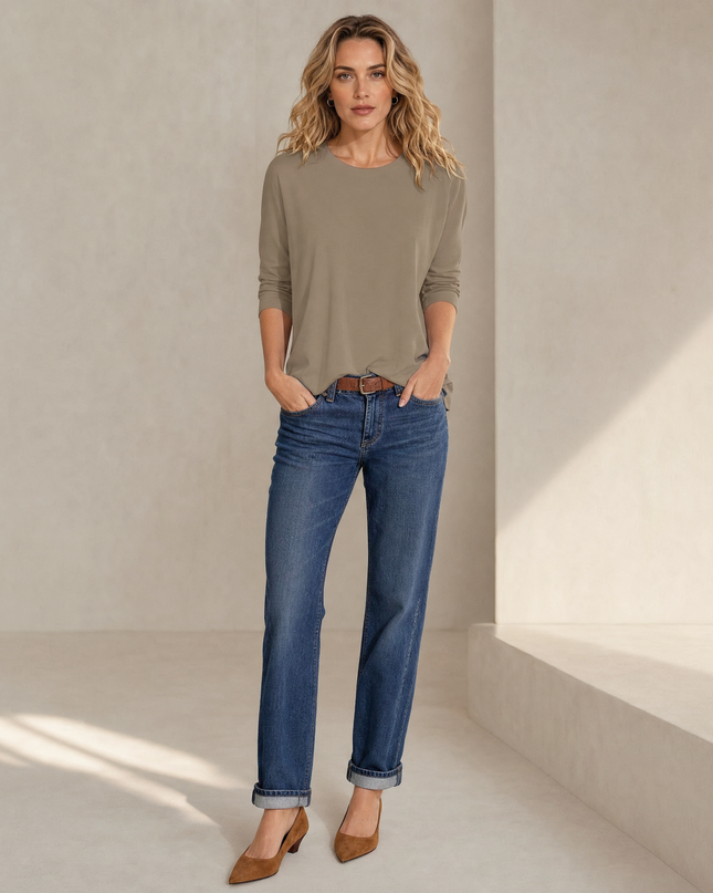 Solenne | Women's Top – Relaxed 3/4 Sleeve Design