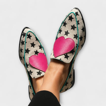 Talia | Pointed Toe Printed Loafers