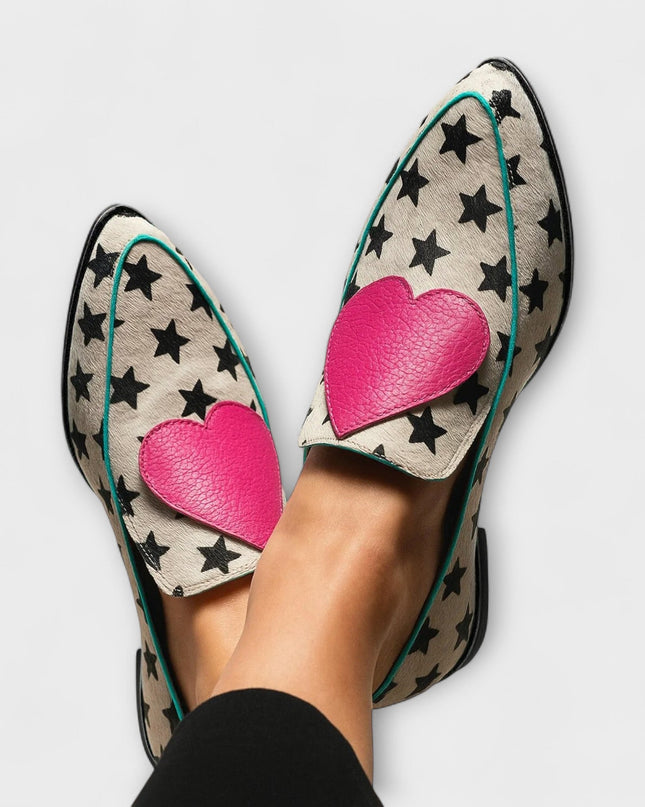 Talia | Pointed Toe Printed Loafers