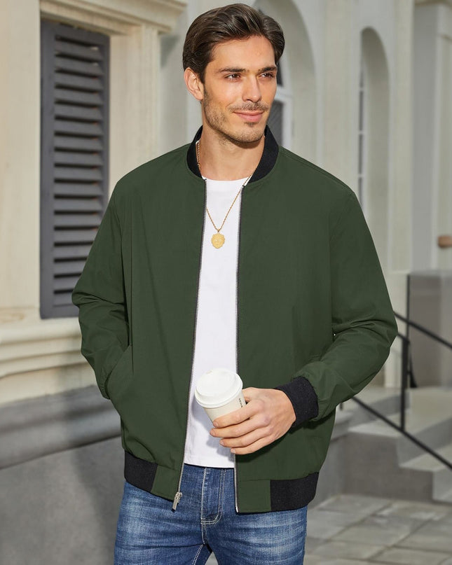 Tavian | Men's Bomber Jacket – Lightweight Zip Windbreaker