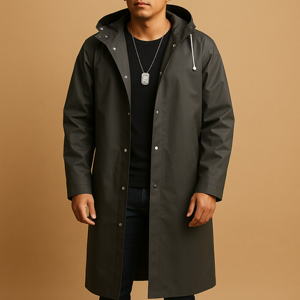 Torvian | Men's Raincoat Long Hooded Waterproof