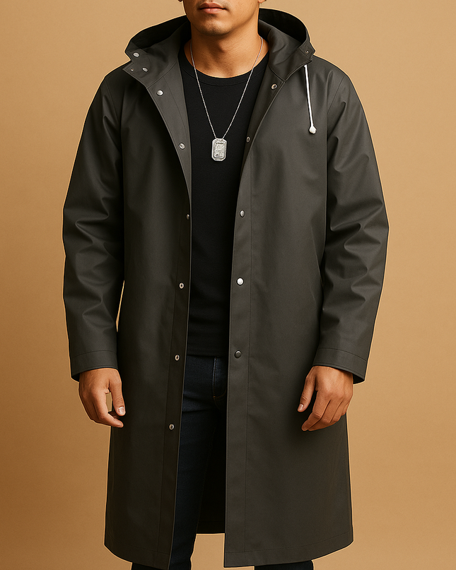 Torvian | Men's Raincoat Long Hooded Waterproof