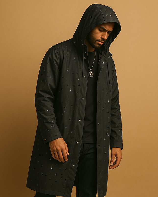 Torvian | Men's Raincoat Long Hooded Waterproof