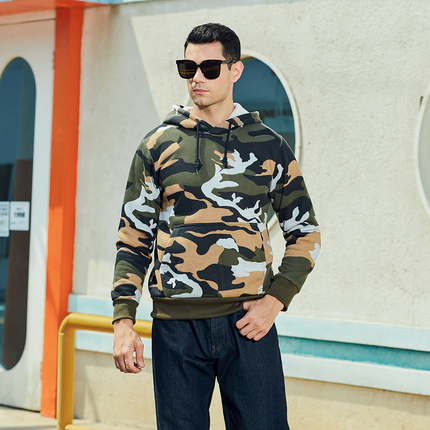 Tristan | Men's Pullover Hoodie Camouflage Print Kangaroo Pocket