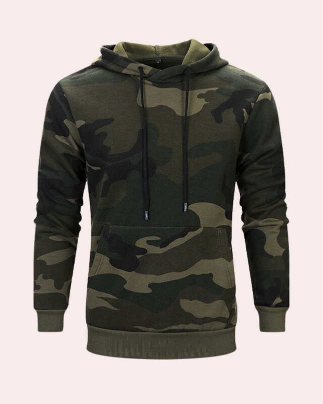 Tristan | Men's Pullover Hoodie Camouflage Print Kangaroo Pocket