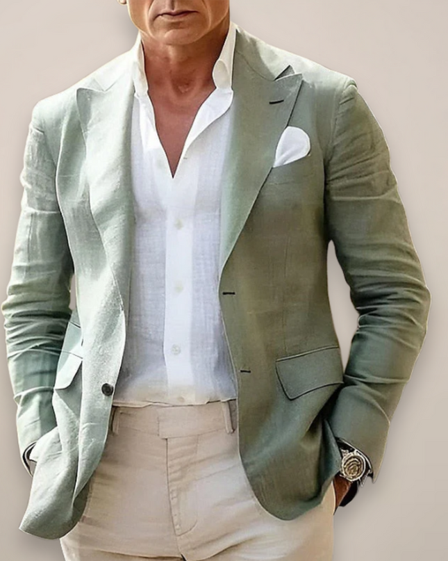 Two-Button Blazer – Notch Lapel & Front Flap Pockets