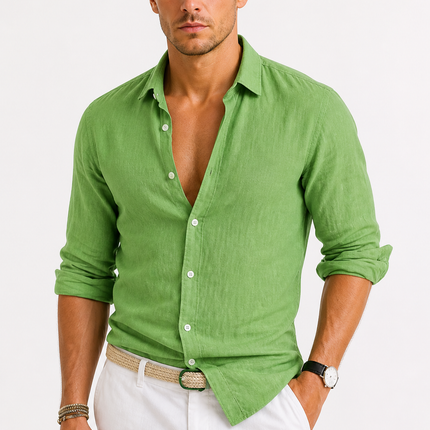 Vaelric | Effortless Style Men's Long Sleeve Linen Shirt