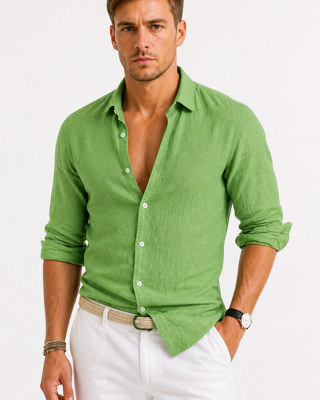 Vaelric | Effortless Style Men's Long Sleeve Linen Shirt