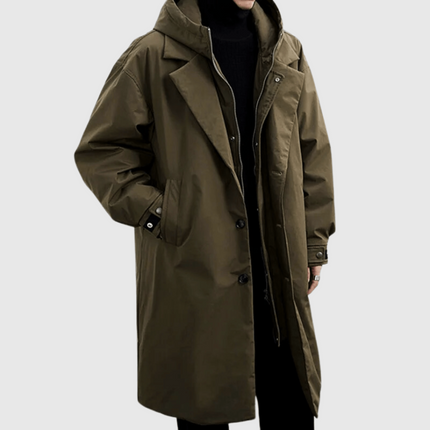 Vaelric | Men's Waterproof Raincoat Long Hooded All-Weather