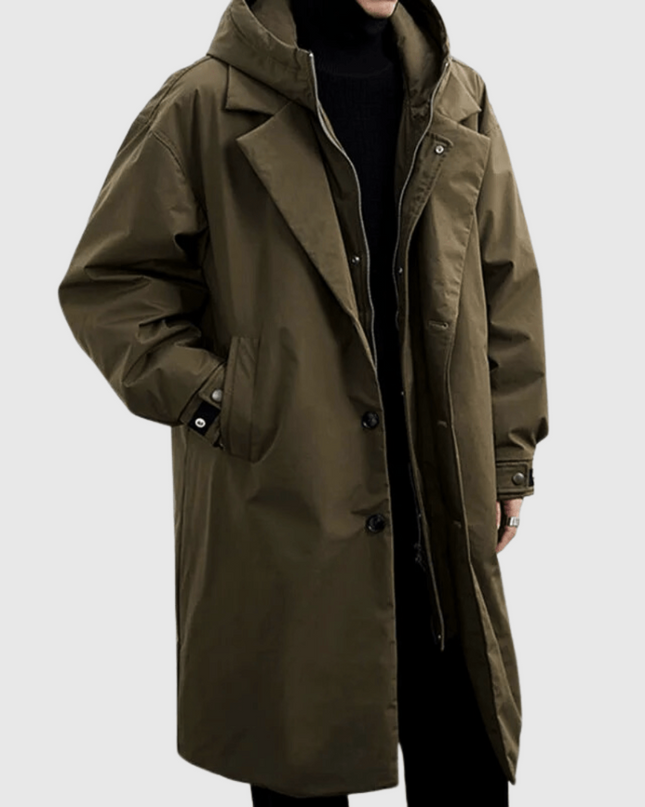 Vaelric | Men's Waterproof Raincoat Long Hooded All-Weather