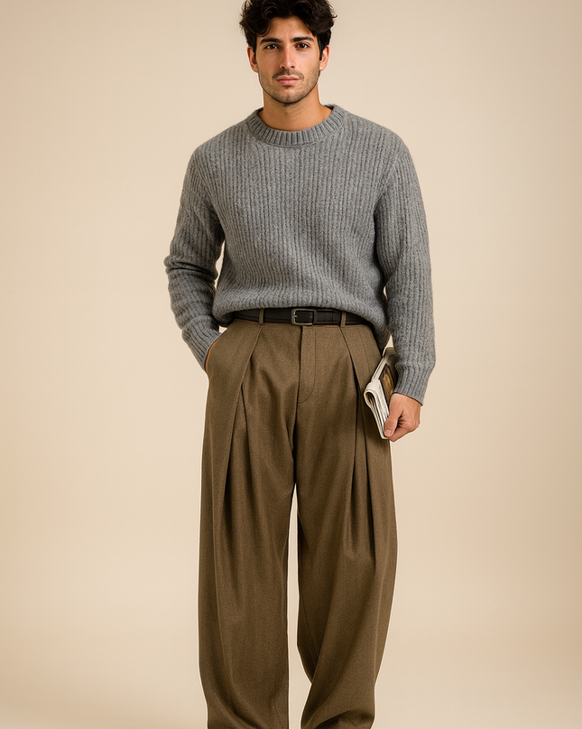Valdren | Men's Dress Pants Wide Leg Pleated Tailored