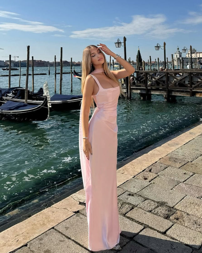 Valentina | Sleeveless Square Neck Maxi Wedding Guest Dress