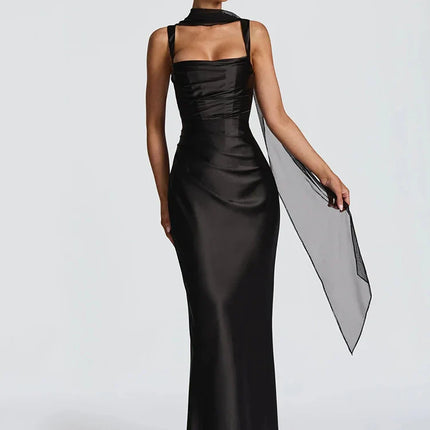 Valentina | Sleeveless Square Neck Maxi Wedding Guest Dress
