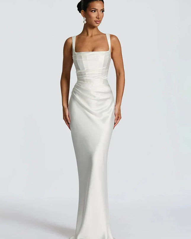 Valentina | Sleeveless Square Neck Maxi Wedding Guest Dress