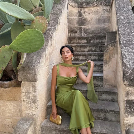 Valentina | Sleeveless Square Neck Maxi Wedding Guest Dress
