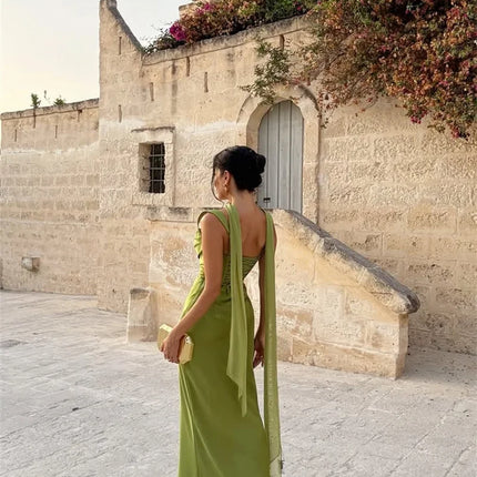 Valentina | Sleeveless Square Neck Maxi Wedding Guest Dress