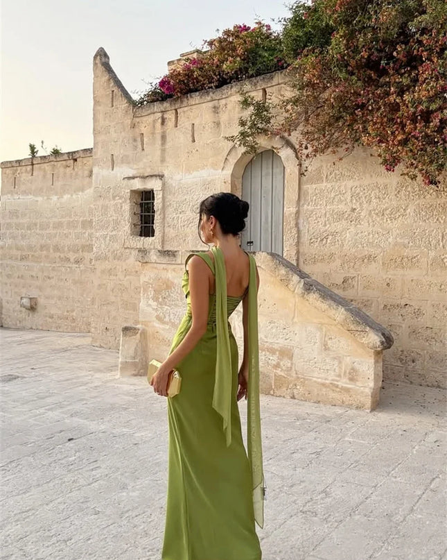Valentina | Sleeveless Square Neck Maxi Wedding Guest Dress