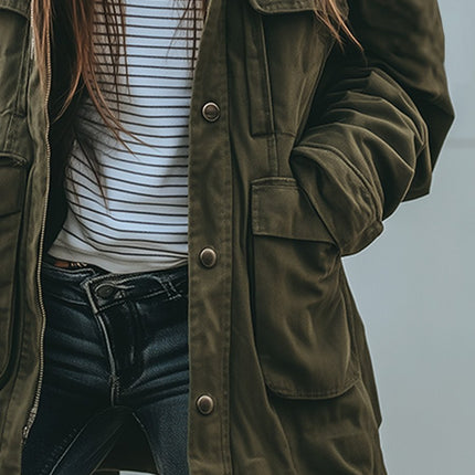 Velanique | Women's Field Jacket Utility Multi-Pocket Casual