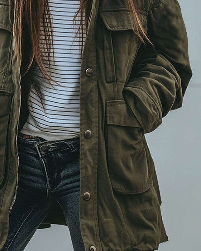 Velanique | Women's Field Jacket Utility Multi-Pocket Casual