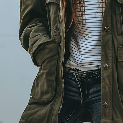 Velanique | Women's Field Jacket Utility Multi-Pocket Casual